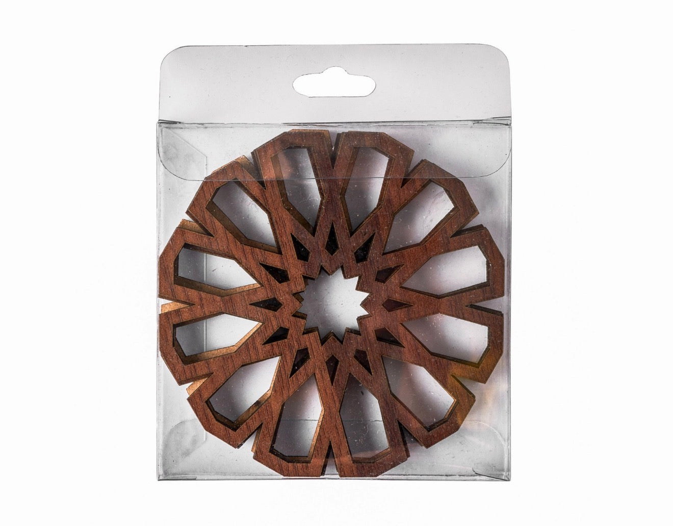 4 x Lasergeschnittene Untersetzer mit geometrischem Muster