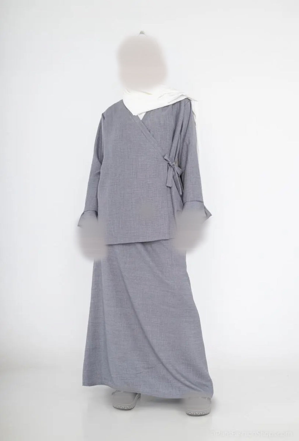 Oberteil überkreuzt mit Knoten an den Seiten - Abaya Set