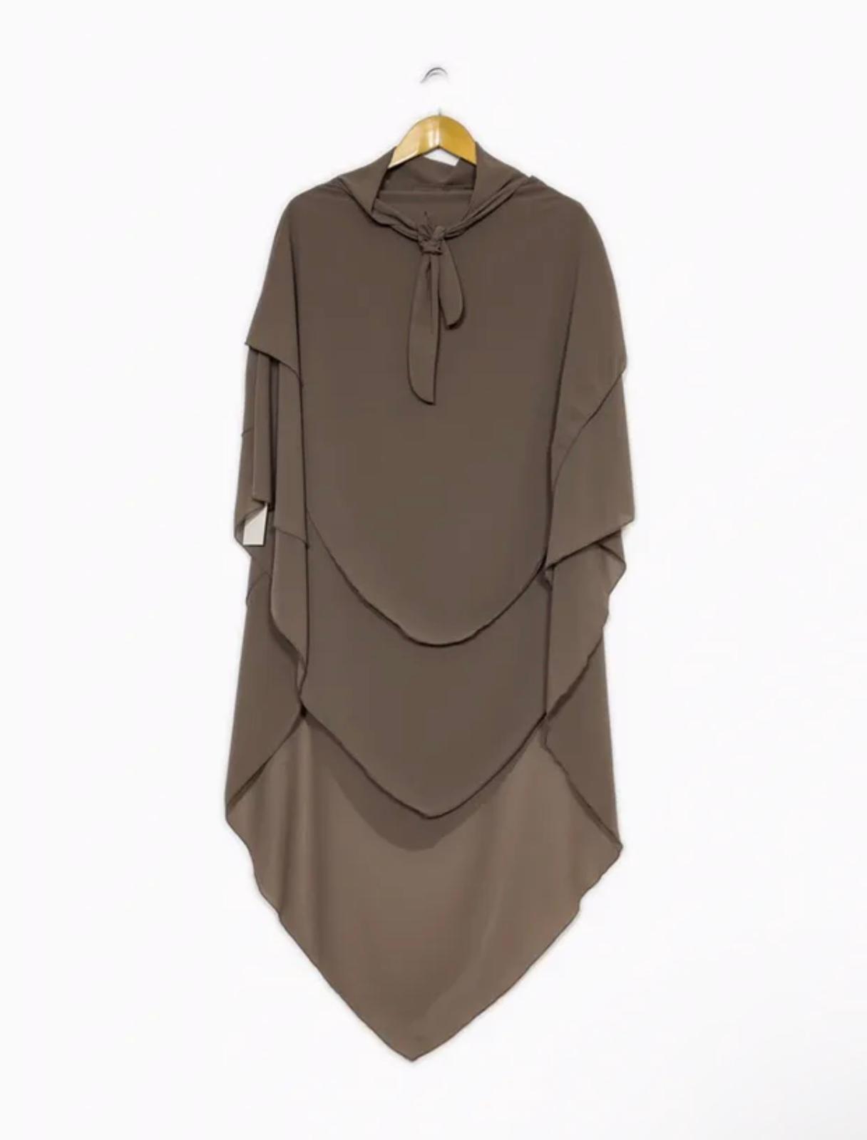 Khimar mit drei Volants aus Musselin