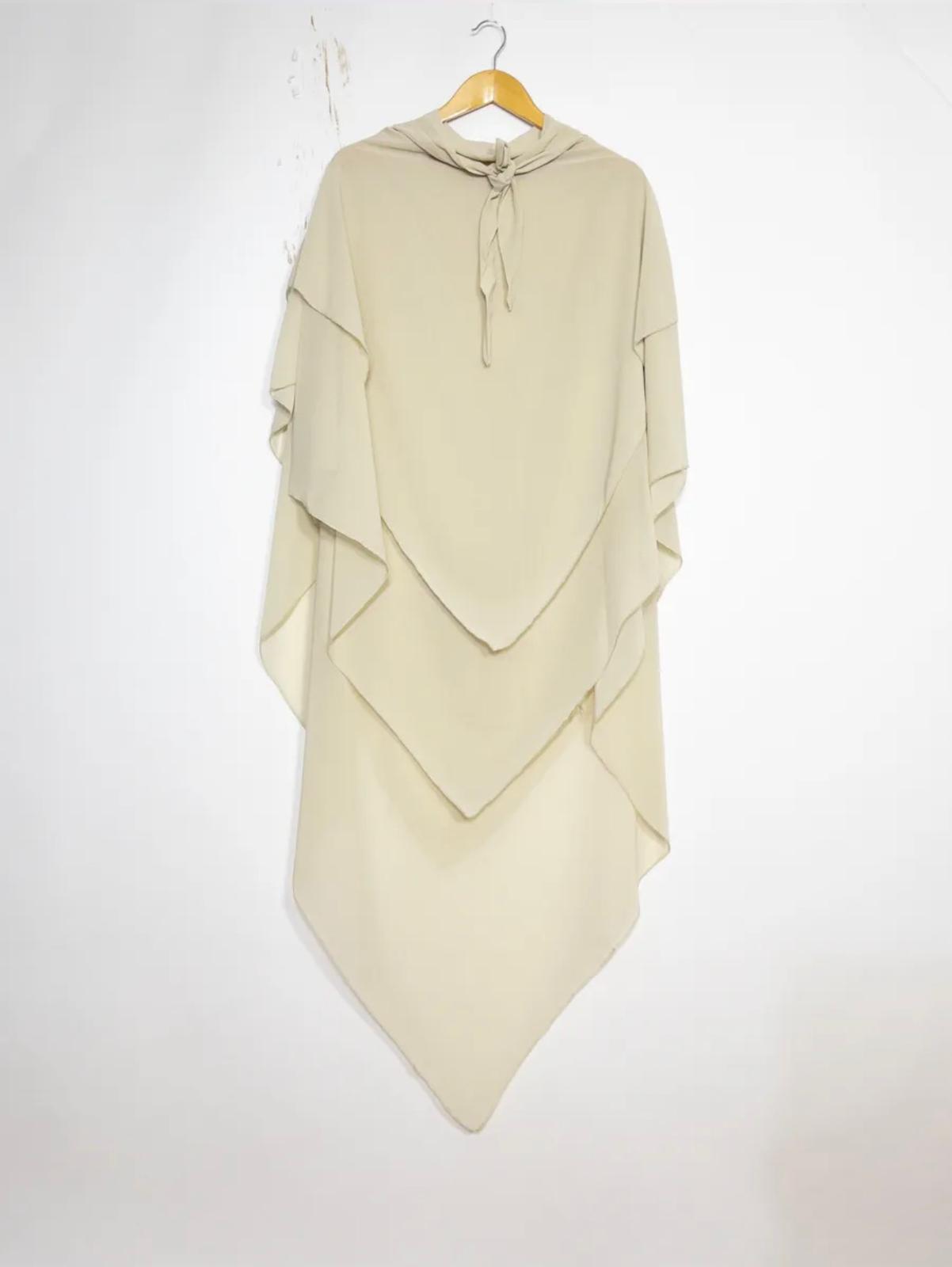 Khimar mit drei Volants aus Musselin